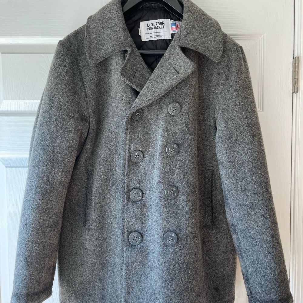 Schott NYC Gray Pea Coat
